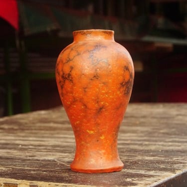 Vintage Stoneware Vase, Rustic Red/Orange Flower Vase, Handmade Ceramic Pottery Vase, Decorative Vase, Unique Home Decor, 8 1/2 Tall 