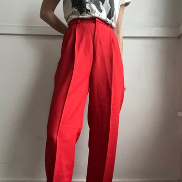 Vintage cherry red extra long high rise trousers 