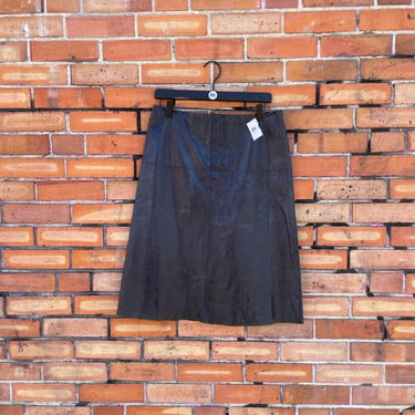 vintage 90s black leather banana republic skirt / m medium 