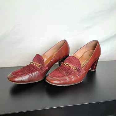 Vintage Burgundy Saks Fifth Avenue Loafer Heels 