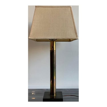 1970s Patinated Cylinder Table Lamp 