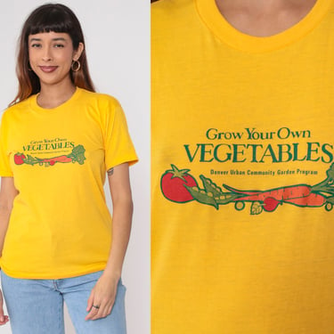 Grow Your Own Vegetables Shirt 80s Denver Urban Community Garden Program Vegetable Gardening TShirt Graphic T Shirt 1980s Vintage Large 