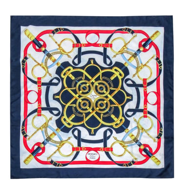 Hermes - Navy, Red, White & Gold Carre 90 Scarf