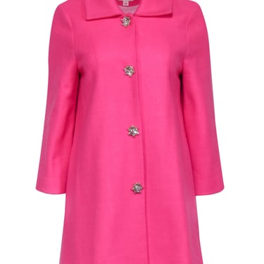 Julie Brown - Barbie Pink Coat w/ Rhinestone Applique Buttons Sz S
