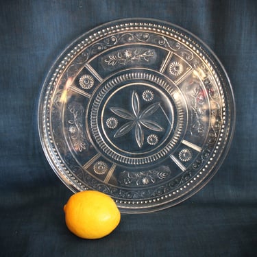 Antique EAPG Glass Willow Oak Wreath Tray for Water Set Early American Pattern Glass 