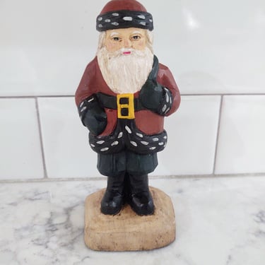 Vintage 2000 Mervyn's Folk Art Santa Limited Edition Camphor Wood Handpainted 