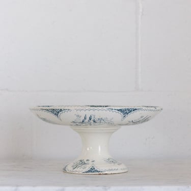 antique french transferware compotier