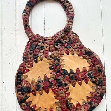 1970s Leather Chain Patchwork Bag 
