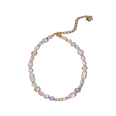 Handblown Glass Beaded Rainbow Necklace, choker, gift, present, colorful 