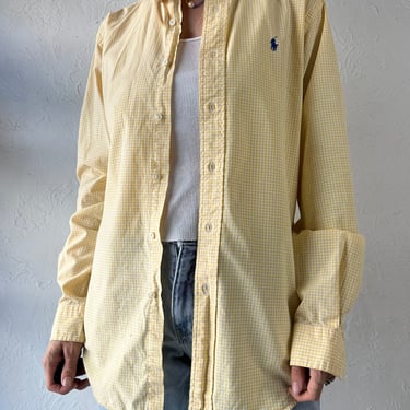 Y2k 'Ralph Lauren' Yellow Gingham Button Up Cotton Shirt / Small 