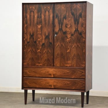 Danish Modern Rosewood Armoire Dresser 