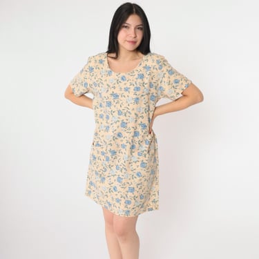 Floral Grunge Dress 90s Beige Linen Blend Floral | Shop Exile - Tucson, AZ  | ATTIC