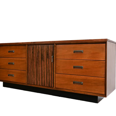 Bassett Walnut Credenza Long Dresser Mid Century Modern 