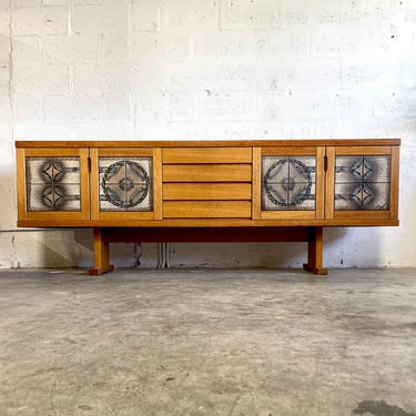 Danish Mid Century Modern Tile Credenza Console Poul Poulsen for Gangso Mobler 