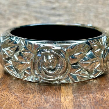 Vintage Lucite And Foil Bracelet Floral Rose Vintage Retro Fashion Jewelry 