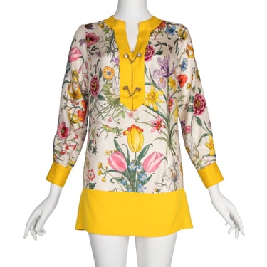 Gucci Vintage 1960s Iconic Flora Silk Tunic Mini Dress
