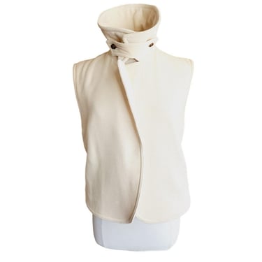 Vintage Y2K Balenciaga Cream Vest Wool Mohair w/Convertible Collar 