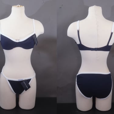 Vintage Ralph Lauren Bra Panty Set Navy Blue Small 