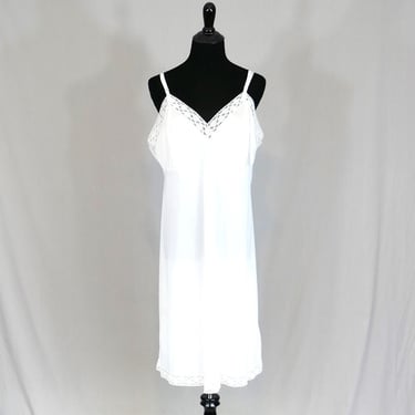 90s White Nylon Slip - Lace Trim - Full Dress Slip - Vanity Fair - Vintage 1990s - L XL Size 42 