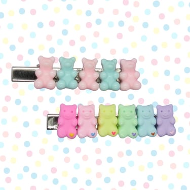 Gummy Bears Hair Clip Pastel Rainbow Candy Barrette Kawaii Sweets 