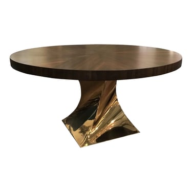 Caracole Modern Do a 360 Wood and Brass Round Dining Table