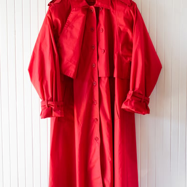 Vintage 1980s Red Trenchcoat L
