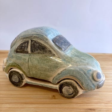 Miniature VW Bug | Handmade Ceramic Car | Ceramic Hand-painted Miniature Vehicles | Nostalgic Classic Cars | Handmade Micro Car for Adults 