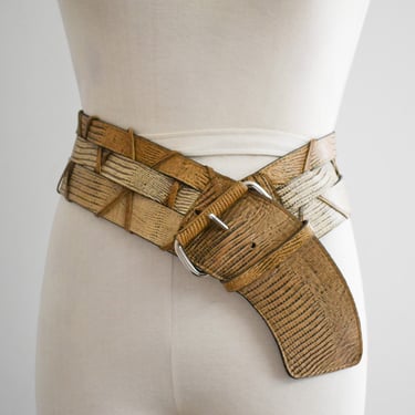1980s Wide Faux Reptile Angled Belt 