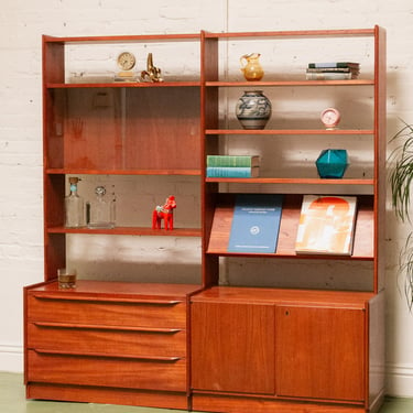 Vintage Teak Freestanding Shelving System, Denmark 1950