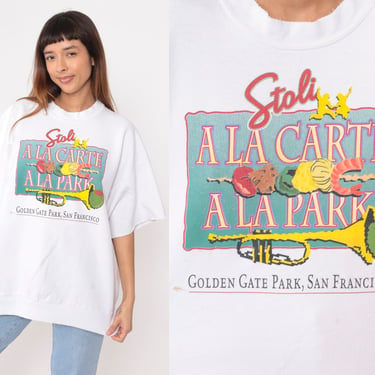 Stoli a la Carte Sweatshirt 90s San Francisco a la Park Food Music Festival Shirt 1990s Cutoff Golden Gate White Pullover Extra Large xl 