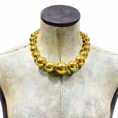 Deadstock VINTAGE: 1970's - Chunky Hollow Brass Necklace - Boho, Gipsy, Hippie, India - Unused 