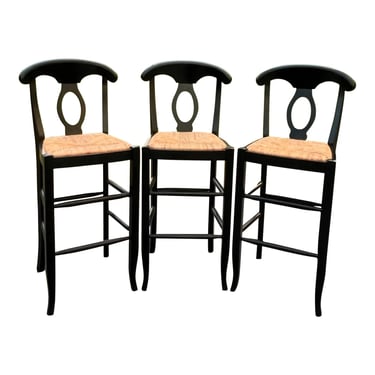 Pottery Barn Napoleon Rush Seat Barstools - Set of 3 