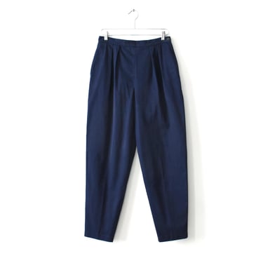 vintage ESPRIT high waist trousers, tapered navy blue cotton pants 