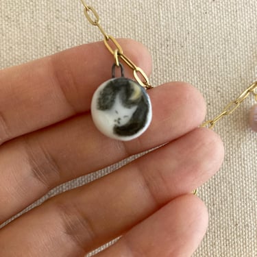 Porcelain Owl Charms | Hand-painted Ceramic Owl in a Picture Frame Painting| Handmade Porcelain Clay Jewelry | Make Your Own Charm Necklace 