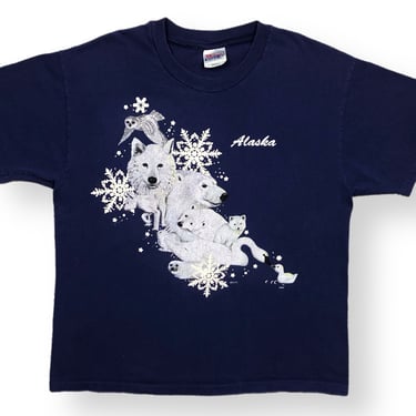 Vintage 90s Alaska Wildlife & Nature Single Stitch Graphic T-Shirt Size Large 