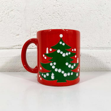 Vintage Waechtersbach Christmas Tree Mug German Pottery Red White Black Made in West Germany 1970s 70s Mid-Century Holiday 