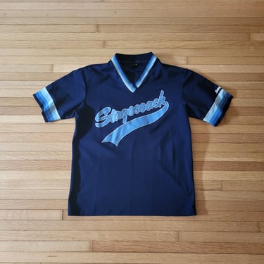 Vintage 1970's Swingster Athletic Jersey / V-Neck / S to M / Blue Baseball 