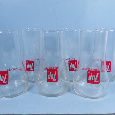 Vintage 7 Up The Uncola Glass Tumblers - Set of Six 7 Up Glass Tumblers 
