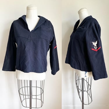 Vintage 1940s WWII Navy Wool Sailor Uniform Top / S-M 