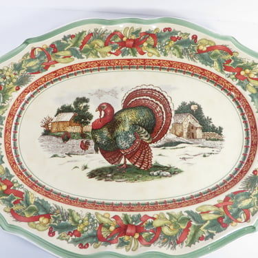 Vintage Villeroy & Boch Festive Memories Holiday Turkey Platter - Villeroy Boch Turkey Platter 