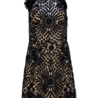 Saylor - Black Sleeveless Lace Illusion Dress Sz M