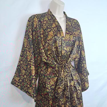 Vintage 90s Baroque Print Lingerie Robe 