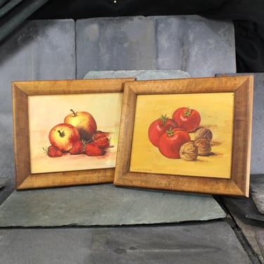 Original, Signed Oil Paintings Your Choice of Apple or Tomatoes | Lillian Slayter Artist | 11.5"x10.25" Wooden Frames | Bixley Shop 