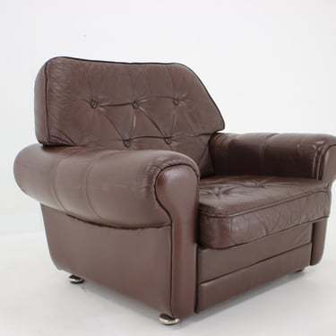 1970s Danish Brown Leather Armchair, Denmark / Vintage Armchair / Mid-century/ Brown colour / 