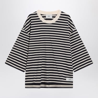 Ami Paris Navy/Cream Striped T-Shirt Men