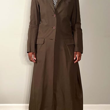 Issey Miyake Olive Draped Maxi Coat 