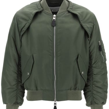 Alexander Mcqueen Convertible Bomber Jacket In Nylon Satin Men