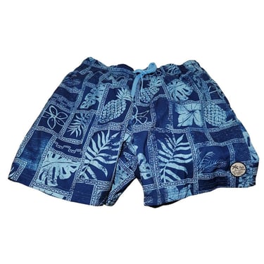 Vintage Island Pattern Blue Swim Surf Skate Shorts Body Glove Mens Medium M - T6 