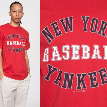 90s New York Yankees Red T Shirt - Unisex Medium | Vintage MLB Baseball Graphic Tee 