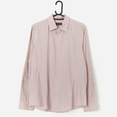 Vintage Armani Jeans striped shirt in pink and grey - Medium 